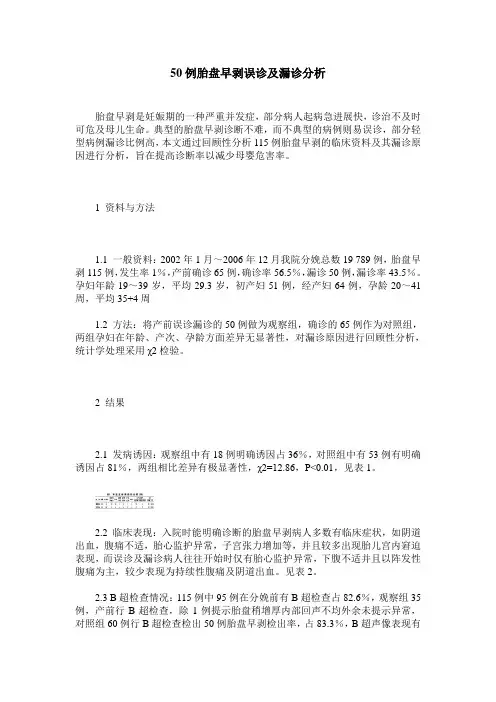 50例胎盘早剥误诊及漏诊分析