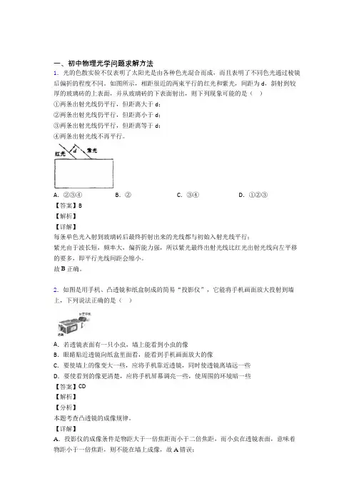 2020-2021全国中考物理光学问题求解方法的综合中考真题分类汇总及答案