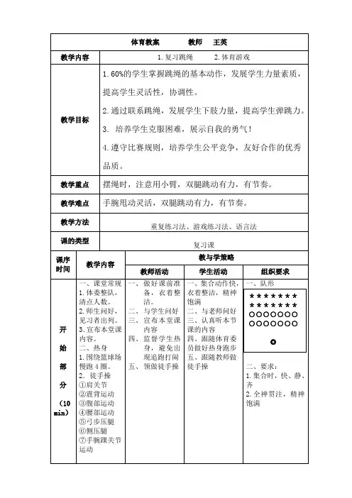 跳绳和体育游戏