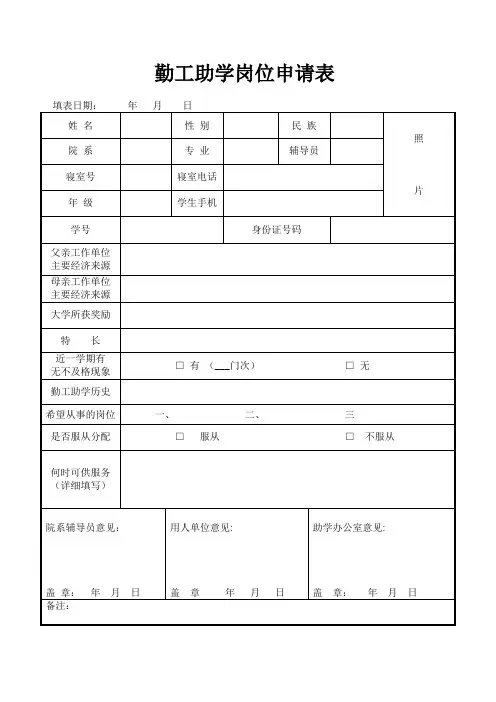 勤工助学申请表(1)