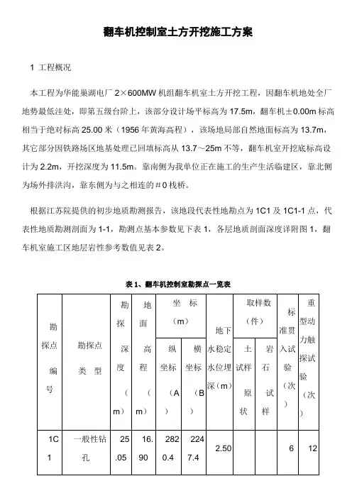翻车机控制室土方开挖施工方案