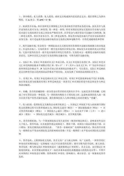 国际金融名词解释