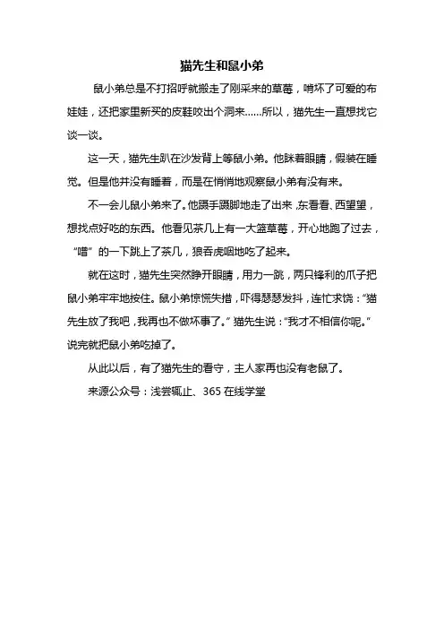 三年级作文：猫先生和鼠小弟300字作文