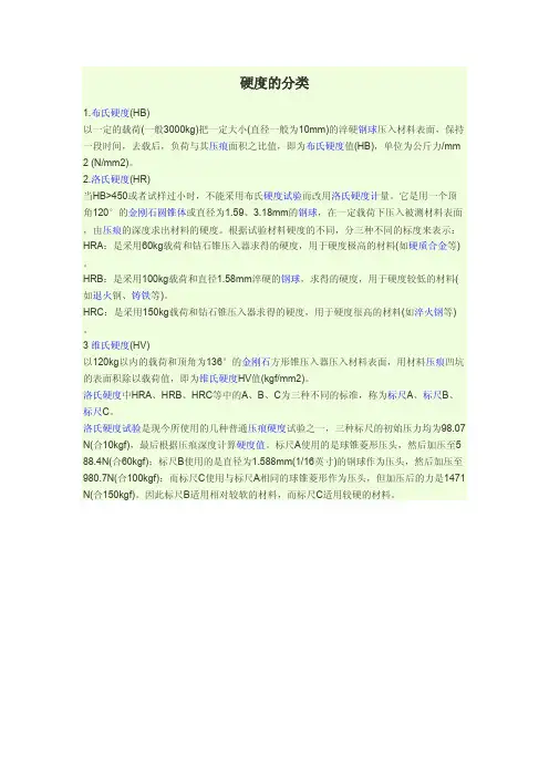硬度的分类