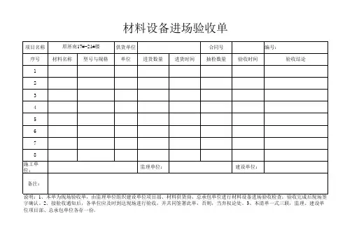 材料设备进场验收单