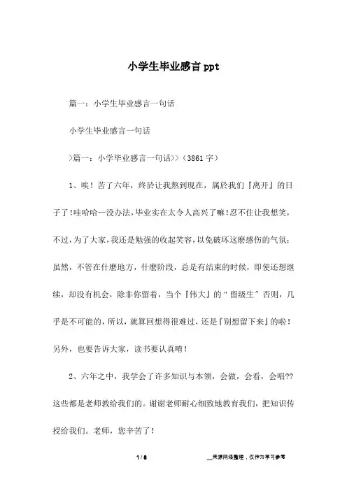 小学生毕业感言ppt