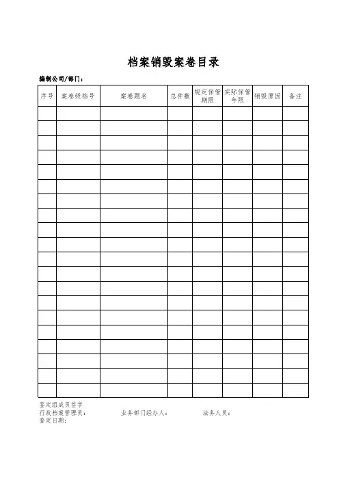 档案销毁清册