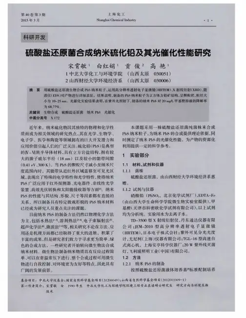 硫酸盐还原菌合成纳米硫化铅及其光催化性能研究