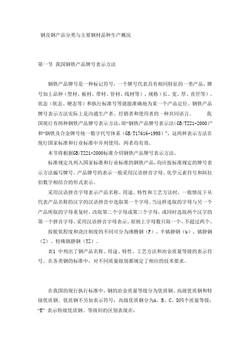 钢材牌号命名方法