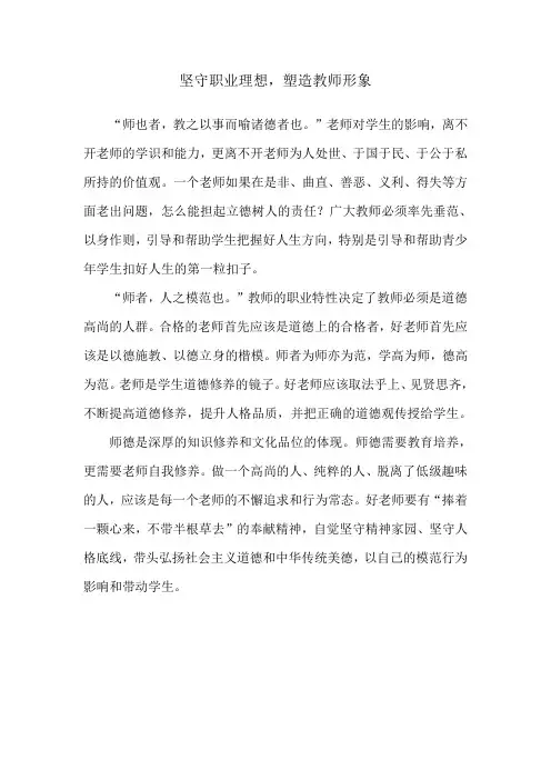 坚守职业理想,塑造教师形象