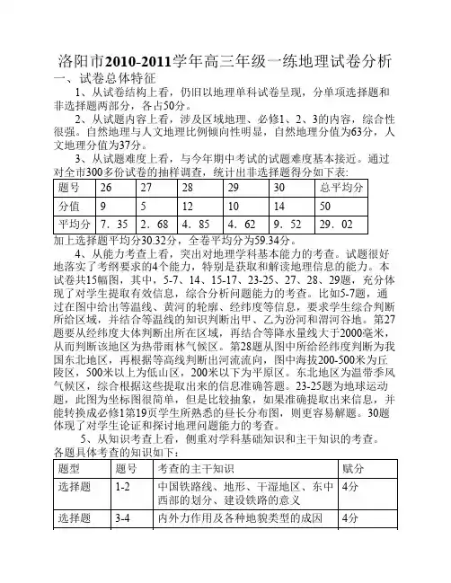 洛阳市20102011学年高三年级一练地理试卷分1