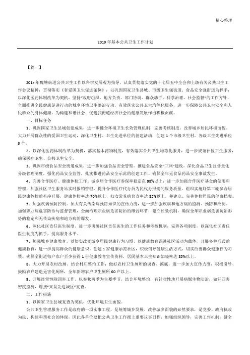基本公共卫生工作计划