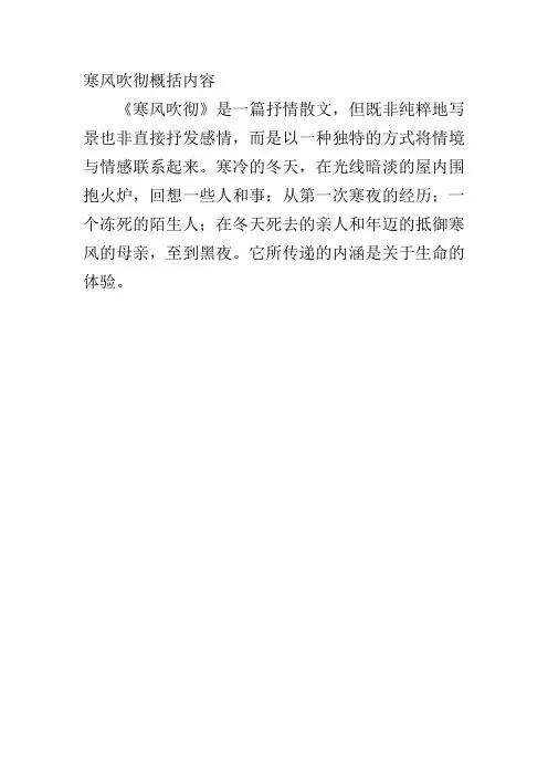 寒风吹彻概括内容