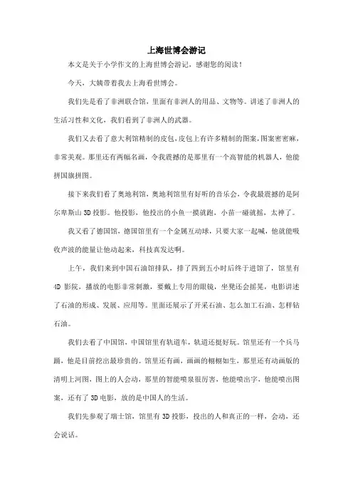 上海世博会游记_小学作文