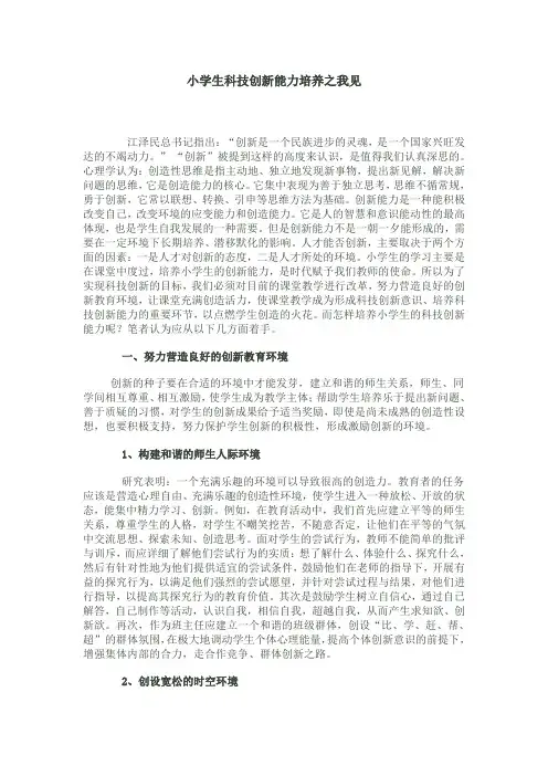 小学生科技创新能力培养之我见