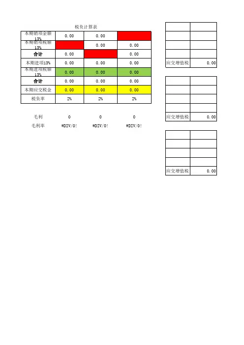 税负计算表 带公式
