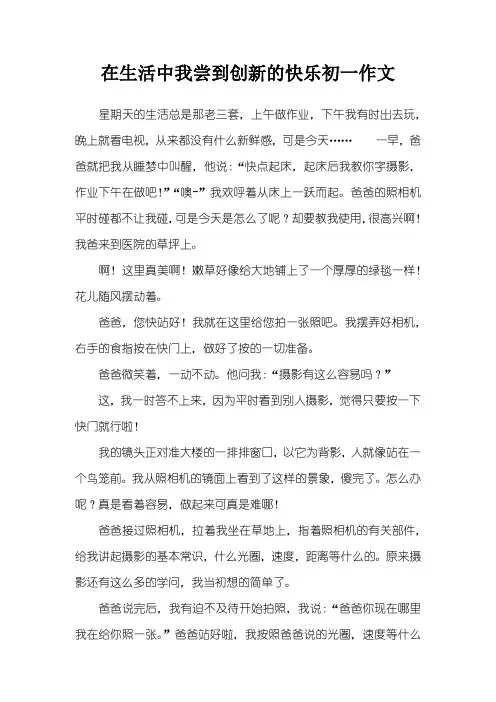 在生活中我尝到创新的快乐初一作文
