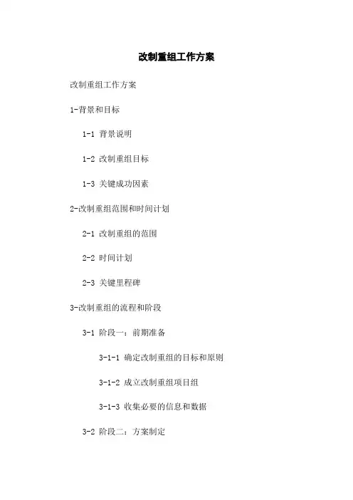 改制重组工作方案
