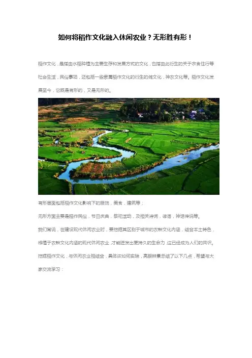 如何将稻作文化融入休闲农业？无形胜有形!