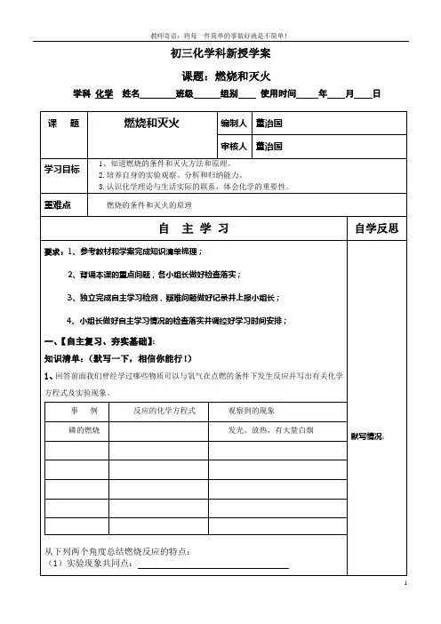 燃烧和灭火学案