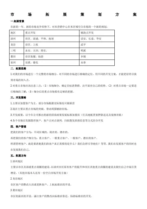 市场拓展策划方案