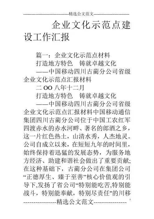 企业文化示范点建设工作汇报