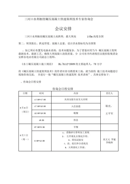专家咨询会会议安排