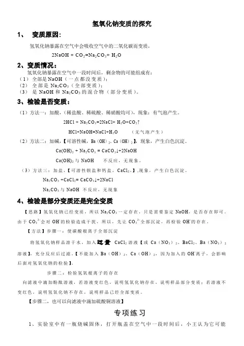 化学专题-氢氧化钠变质的探究