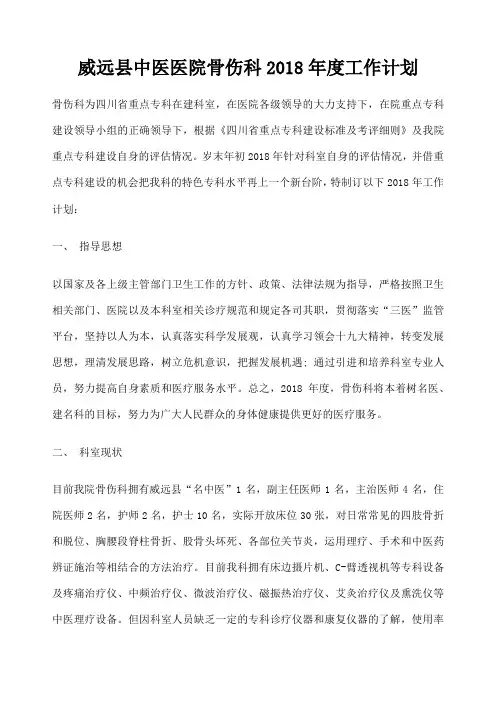 骨伤科工作计划