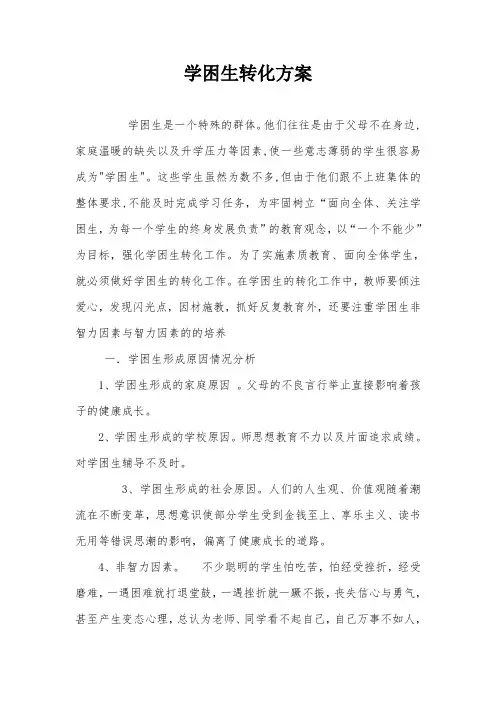 学困生转化方案 2