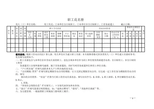 职工花名册(内容全面)