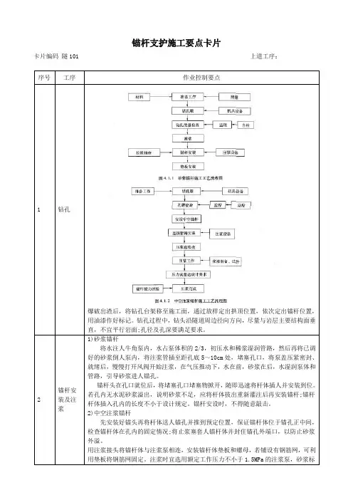隧道施工要点卡片