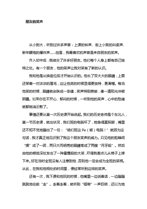 朋友的笑声(初中作文)