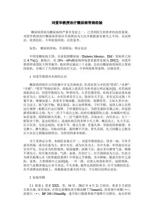 刘爱华教授治疗糖尿病肾病经验