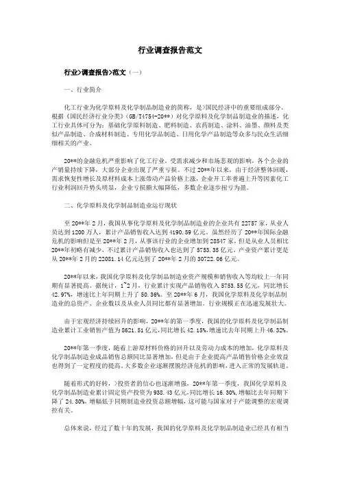 行业调查报告范文