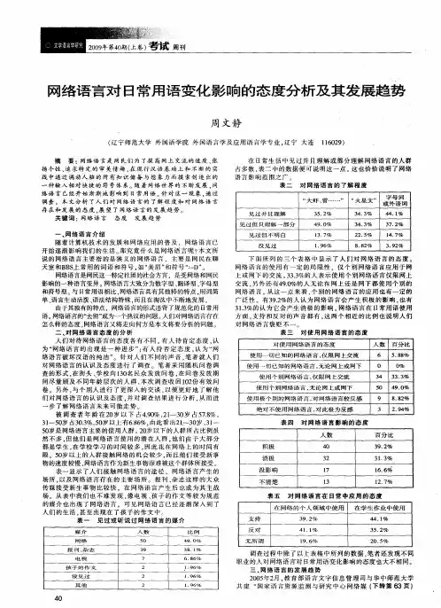 网络语言对日常用语变化影响的态度分析及其发展趋势
