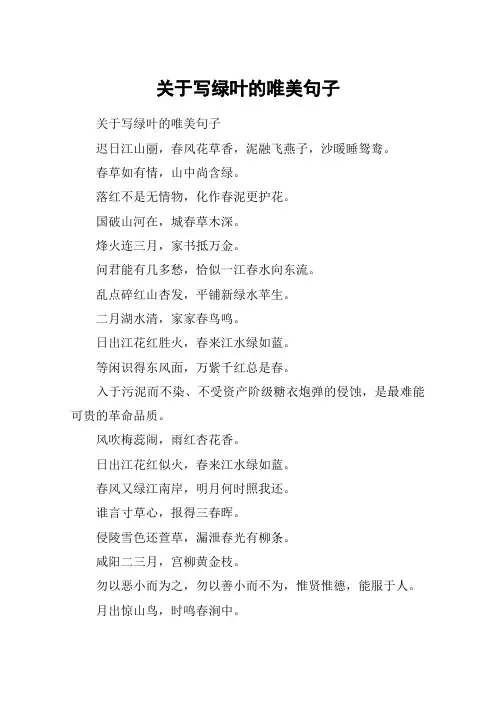关于写绿叶的唯美句子