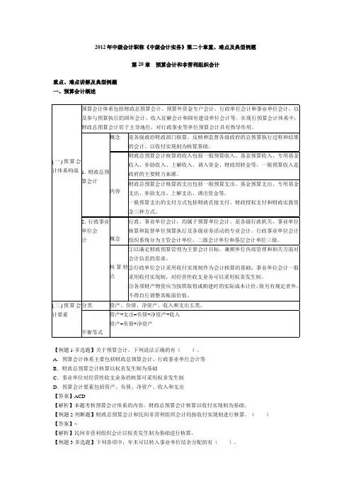 2012年中级会计职称《中级会计实务》第二十章重、难点及典型例题