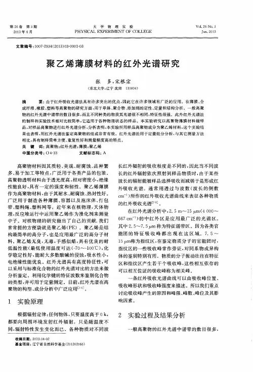 聚乙烯薄膜材料的红外光谱研究