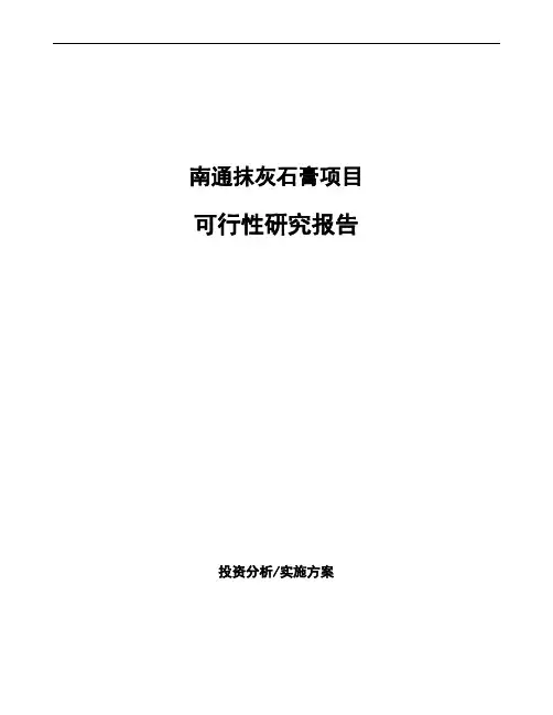 南通抹灰石膏项目可行性研究报告