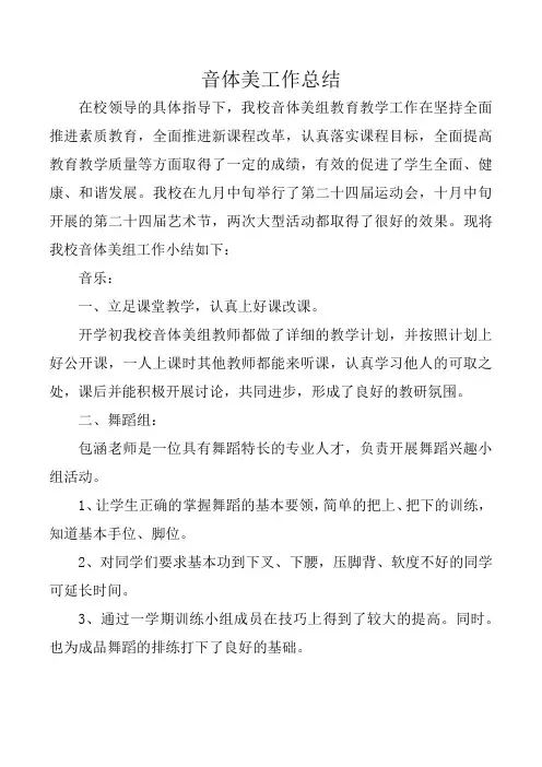 音体美工作总结
