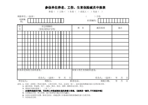 社保减员表