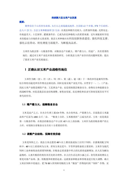 浅谈玉米产业发展
