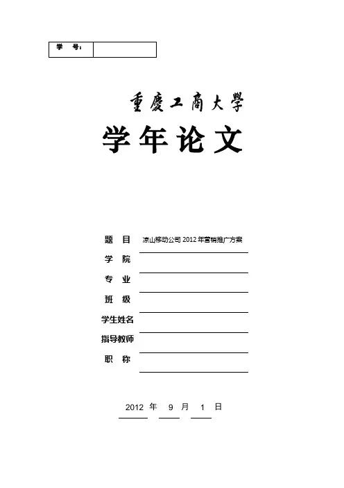 中国凉山移动2013年营销策划方案