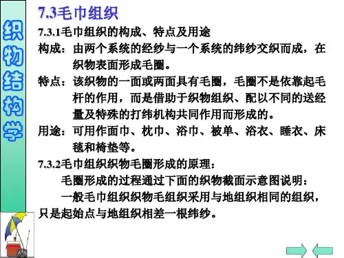 织物结构学课件——7.2  起毛起绒组织