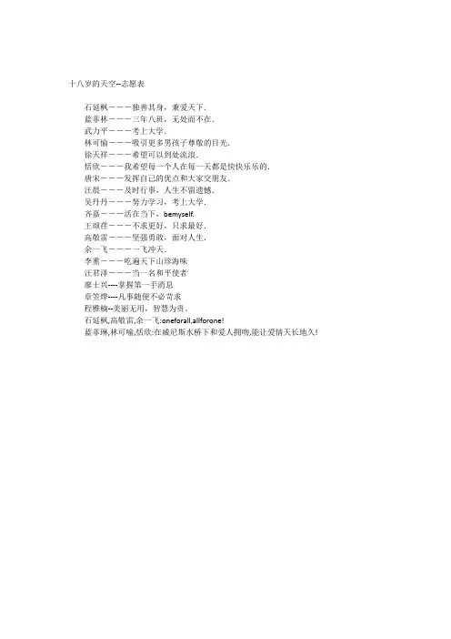 十八岁的天空--志愿表