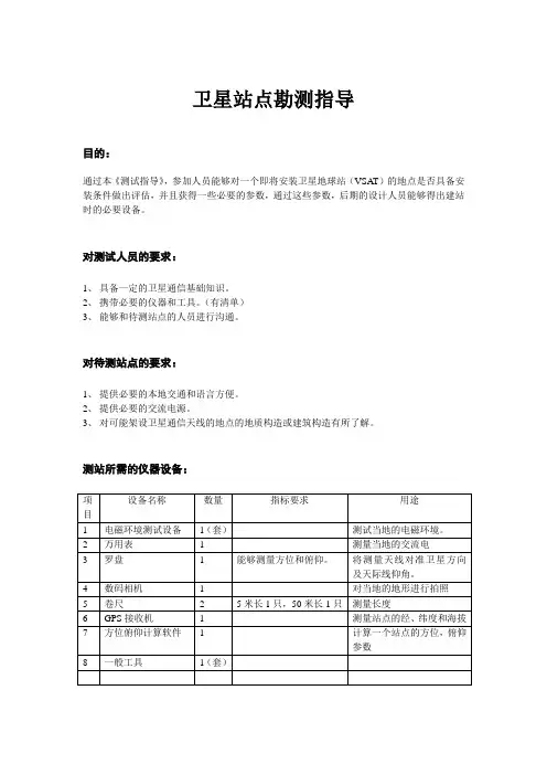 卫星站点勘察测量指导