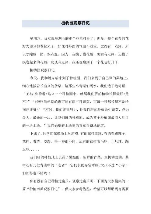 植物园观察日记