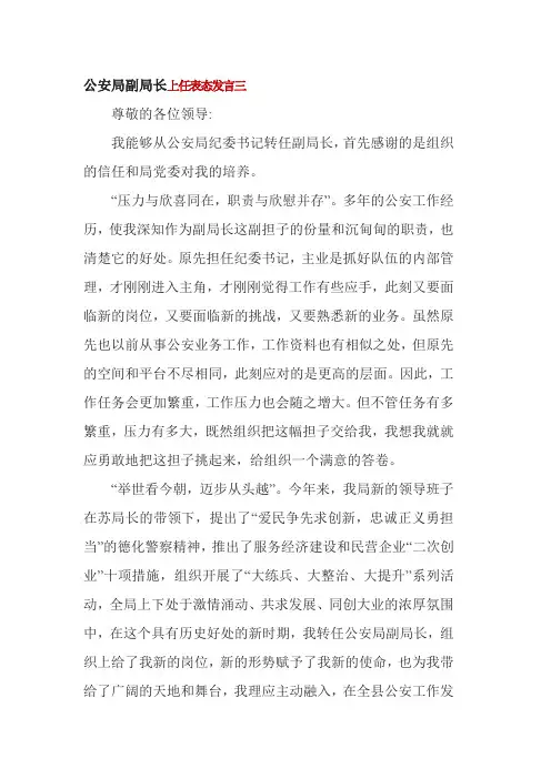 公安局副局长上任表态发言
