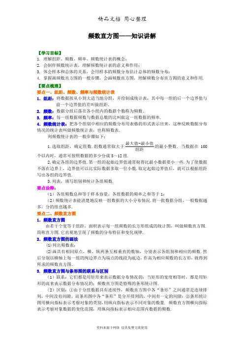 浙教版初中数学七年级下册频数直方图 知识讲解
